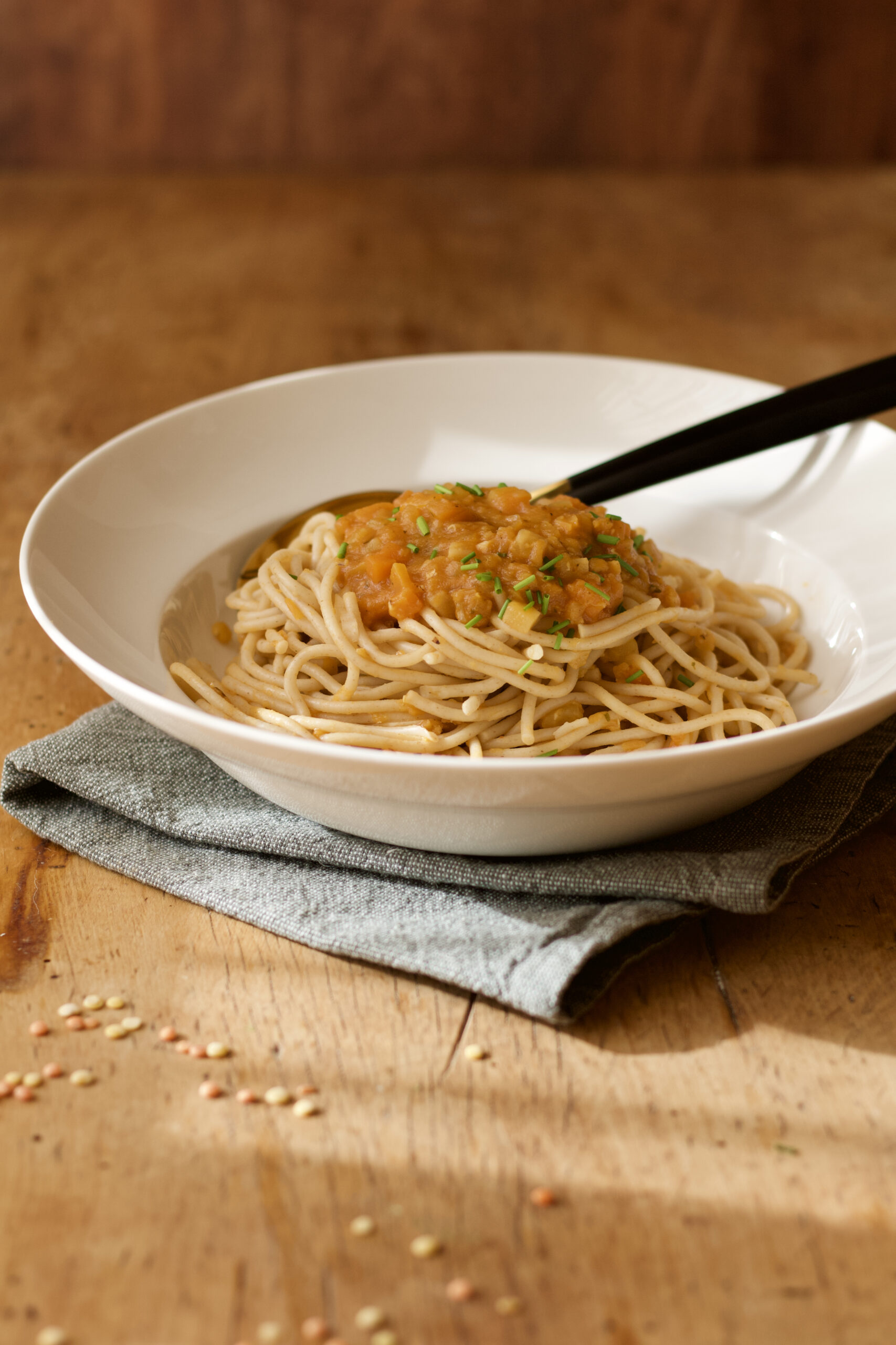 Linsen vegan veggie vegetarisch Spaghettisauce